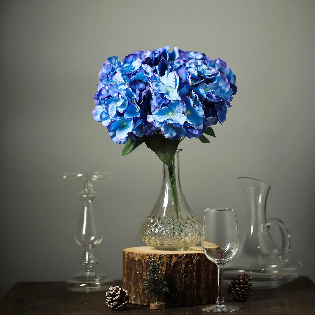HIER_1120 5 Bushes | Royal Blue Artificial Silk Hydrangea Flowers, Faux Bouquets 7 HIER_1120 5 Bushes | Royal Blue Artificial Silk Hydrangea Flowers, Faux Bouquets