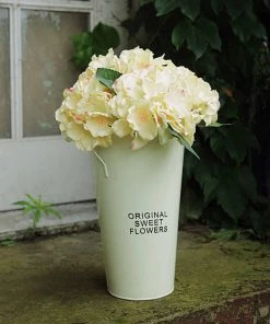 HIER_1120 Artificial Flower & Plants 5 Bushes | Yellow Artificial Silk Hydrangea Flowers, Faux Bouquets