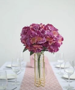 HIER_1120 5 Bushes | Lavender/Pink Artificial Silk Hydrangea Flower Faux Bouquet Artificial Hydrangeas Arrangements