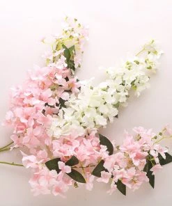 HIER_1400 4 Stems | 41" Tall Pink Artificial Silk Hydrangea Flower Branches