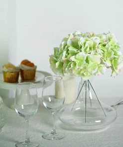 HIER_5120 Chargers & Centerpieces 10 Flower Head & Stems | Lime/Pink Artificial Satin Hydrangeas, DIY Arrangement