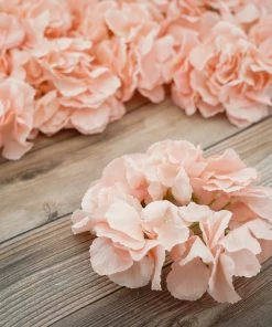 HIER_5120 Chargers & Centerpieces 10 Flower Head & Stems | Blush/Rose Gold Artificial Satin Hydrangeas, DIY Arrangement