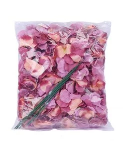 HIER_5120 Chargers & Centerpieces 10 Flower Head & Stems | Dark Lavender/Pink Artificial Satin Hydrangeas, DIY Arrangement