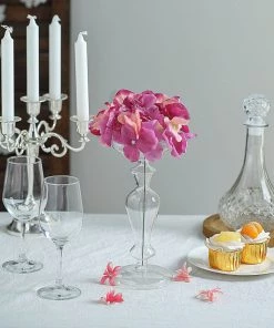 HIER_5120 Chargers & Centerpieces 10 Flower Head & Stems | Dark Lavender/Pink Artificial Satin Hydrangeas, DIY Arrangement