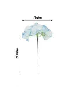 HIER_5120 10 Flower Head & Stems | Blue Artificial Satin Hydrangeas, DIY Arrangement Chargers & Centerpieces