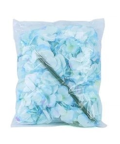 HIER_5120 10 Flower Head & Stems | Blue Artificial Satin Hydrangeas, DIY Arrangement Chargers & Centerpieces