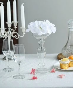 HIER_5120 Chargers & Centerpieces 10 Flower Head & Stems | White Artificial Satin Hydrangeas, DIY Arrangement