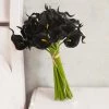 HIER_1400 Chargers & Centerpieces 20 Stems | 14" Black Artificial Poly Foam Calla Lily Flowers