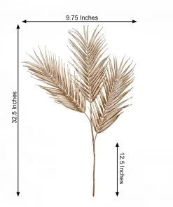 HIER_5120 2 Stems | 32" Metallic Gold Artificial Palm Leaf Branch Vase Filler 20 HIER_5120 2 Stems | 32