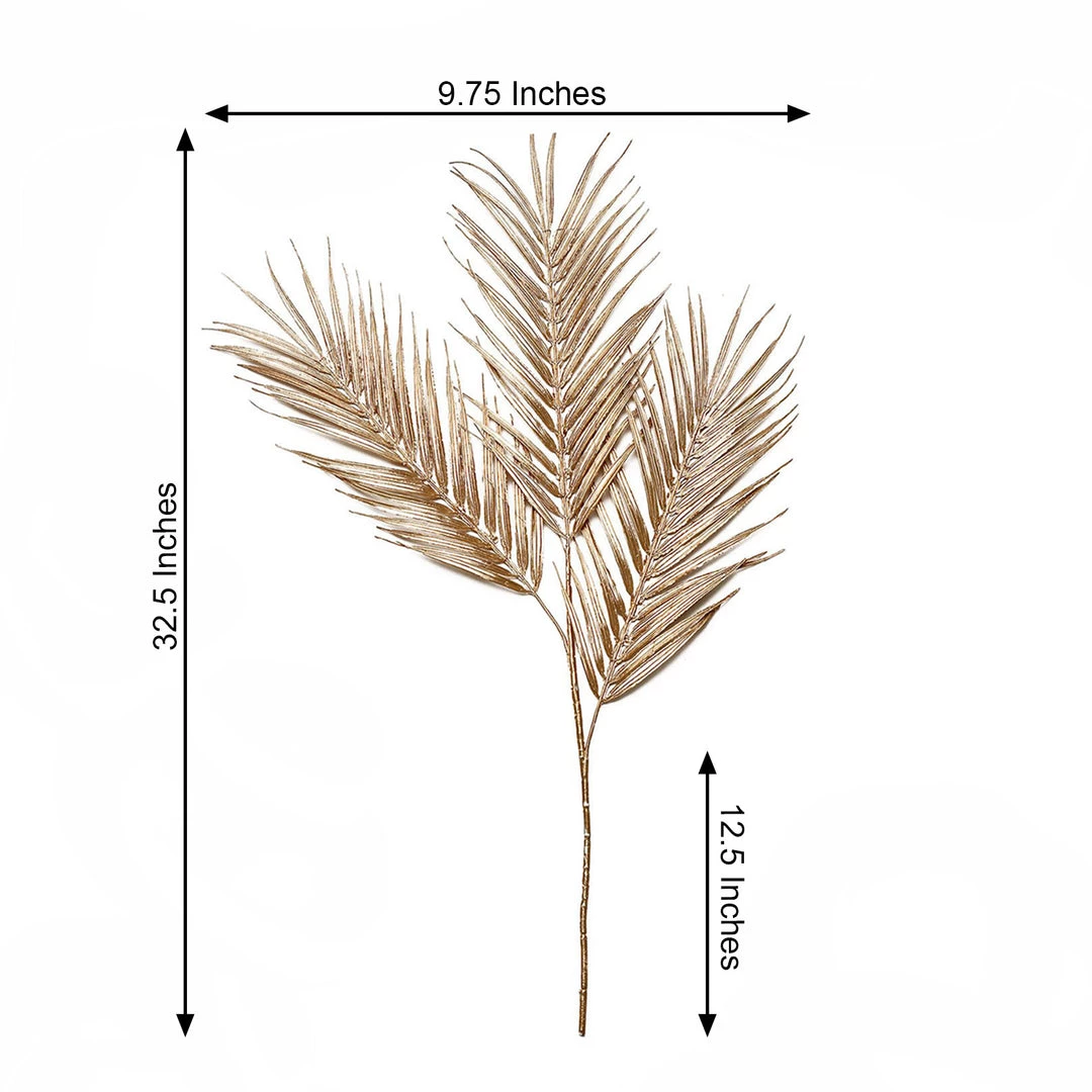 HIER_5120 2 Stems | 32" Metallic Gold Artificial Palm Leaf Branch Vase Filler 3 HIER_5120 2 Stems | 32" Metallic Gold Artificial Palm Leaf Branch Vase Filler