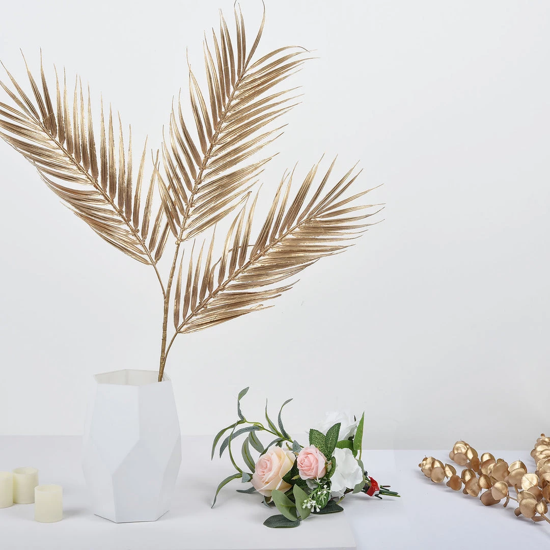 HIER_5120 2 Stems | 32" Metallic Gold Artificial Palm Leaf Branch Vase Filler 6 HIER_5120 2 Stems | 32" Metallic Gold Artificial Palm Leaf Branch Vase Filler