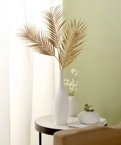 HIER_5120 2 Stems | 32" Metallic Gold Artificial Palm Leaf Branch Vase Filler 31 HIER_5120 2 Stems | 32