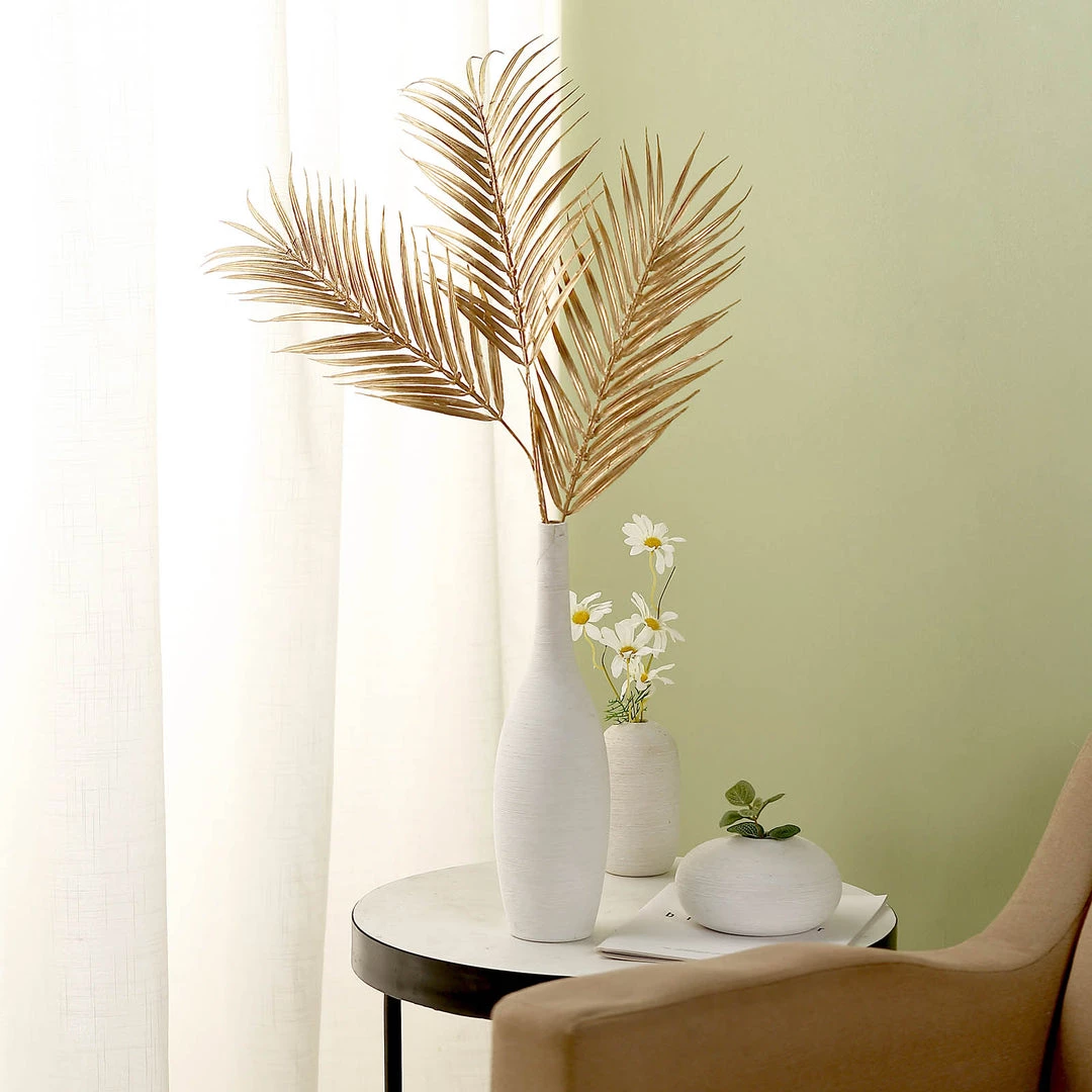 HIER_5120 2 Stems | 32" Metallic Gold Artificial Palm Leaf Branch Vase Filler 14 HIER_5120 2 Stems | 32" Metallic Gold Artificial Palm Leaf Branch Vase Filler