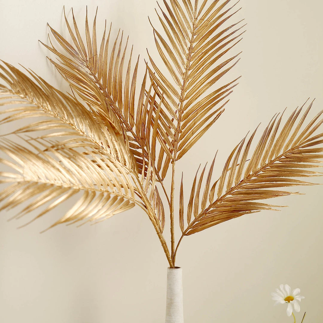HIER_5120 2 Stems | 32" Metallic Gold Artificial Palm Leaf Branch Vase Filler 17 HIER_5120 2 Stems | 32" Metallic Gold Artificial Palm Leaf Branch Vase Filler