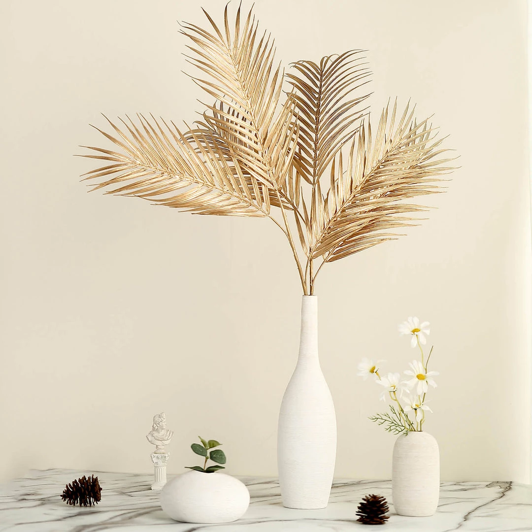 HIER_5120 2 Stems | 32" Metallic Gold Artificial Palm Leaf Branch Vase Filler 1 HIER_5120 2 Stems | 32" Metallic Gold Artificial Palm Leaf Branch Vase Filler