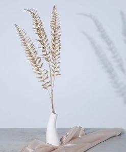 HIER_5120 Faux Tulips & Others 2 Stems | 27" Metallic Gold Artificial Fern Leaf Branch Vase Filler