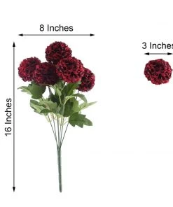 HIER_1150 4 Bushes | Burgundy Artificial Silk Chrysanthemum Flowers, Faux Mums Artificial Flower & Plants 15 HIER_1150 4 Bushes | Burgundy Artificial Silk Chrysanthemum Flowers, Faux Mums Artificial Flower & Plants