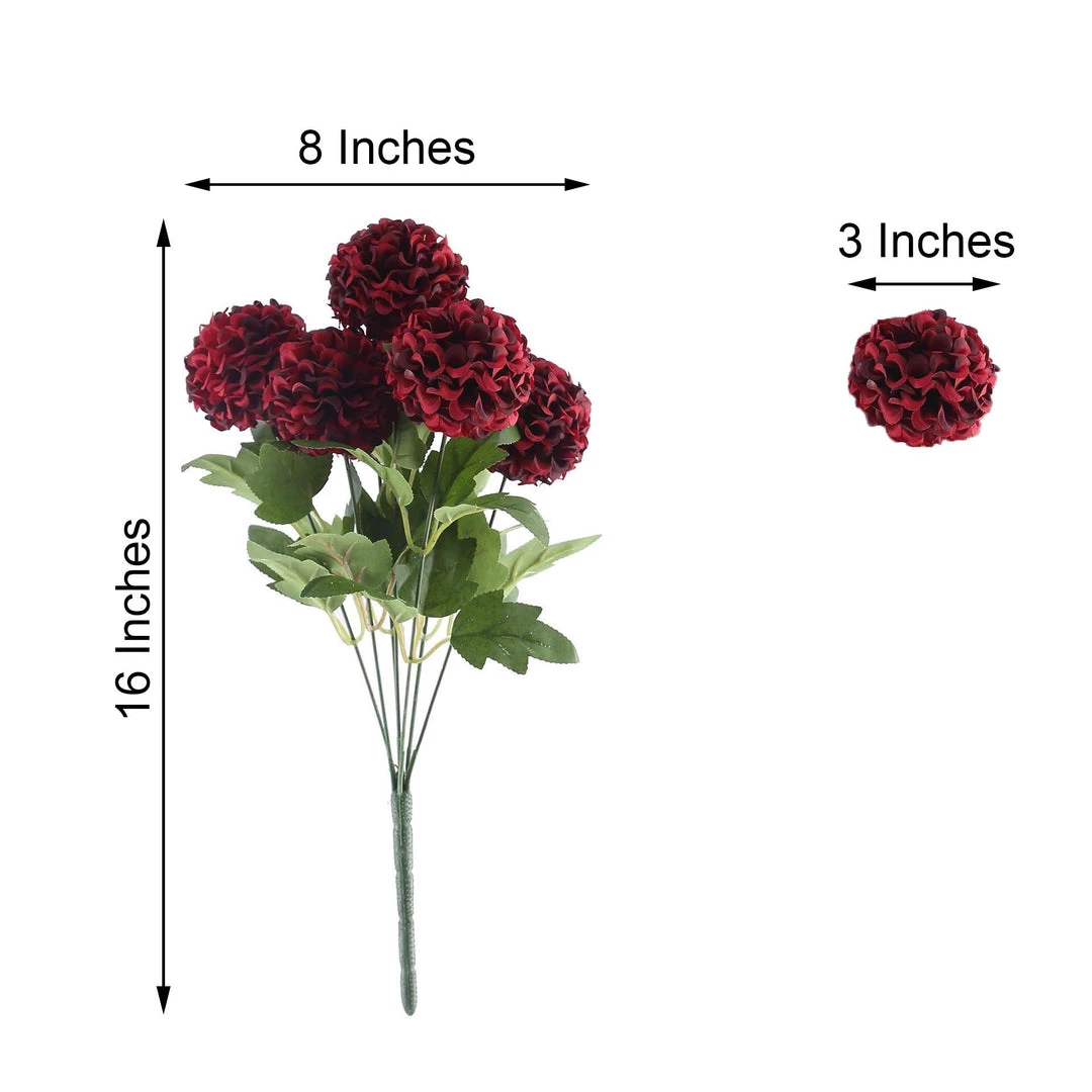 HIER_1150 4 Bushes | Burgundy Artificial Silk Chrysanthemum Flowers, Faux Mums Artificial Flower & Plants 3 HIER_1150 4 Bushes | Burgundy Artificial Silk Chrysanthemum Flowers, Faux Mums Artificial Flower & Plants