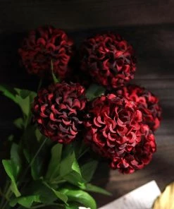 HIER_1150 4 Bushes | Burgundy Artificial Silk Chrysanthemum Flowers, Faux Mums Artificial Flower & Plants 21 HIER_1150 4 Bushes | Burgundy Artificial Silk Chrysanthemum Flowers, Faux Mums Artificial Flower & Plants
