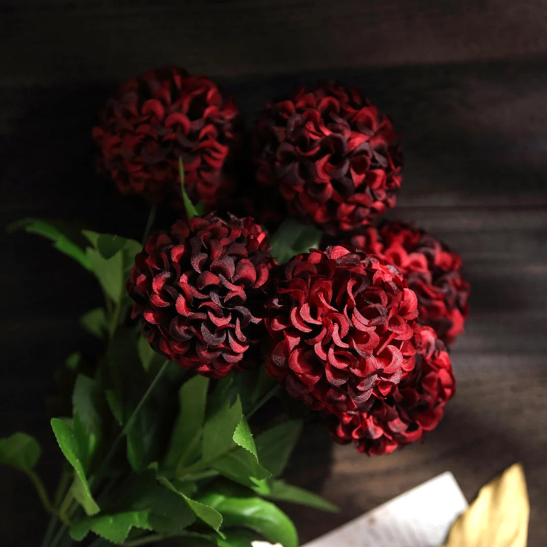 HIER_1150 4 Bushes | Burgundy Artificial Silk Chrysanthemum Flowers, Faux Mums Artificial Flower & Plants 9 HIER_1150 4 Bushes | Burgundy Artificial Silk Chrysanthemum Flowers, Faux Mums Artificial Flower & Plants