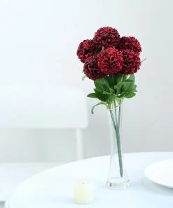 HIER_1150 4 Bushes | Burgundy Artificial Silk Chrysanthemum Flowers, Faux Mums Artificial Flower & Plants 19 HIER_1150 4 Bushes | Burgundy Artificial Silk Chrysanthemum Flowers, Faux Mums Artificial Flower & Plants