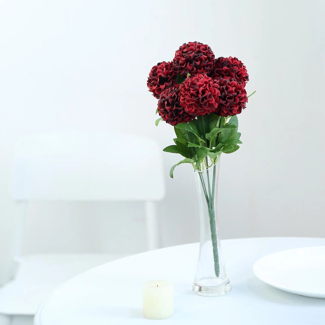 HIER_1150 4 Bushes | Burgundy Artificial Silk Chrysanthemum Flowers, Faux Mums Artificial Flower & Plants 7 HIER_1150 4 Bushes | Burgundy Artificial Silk Chrysanthemum Flowers, Faux Mums Artificial Flower & Plants