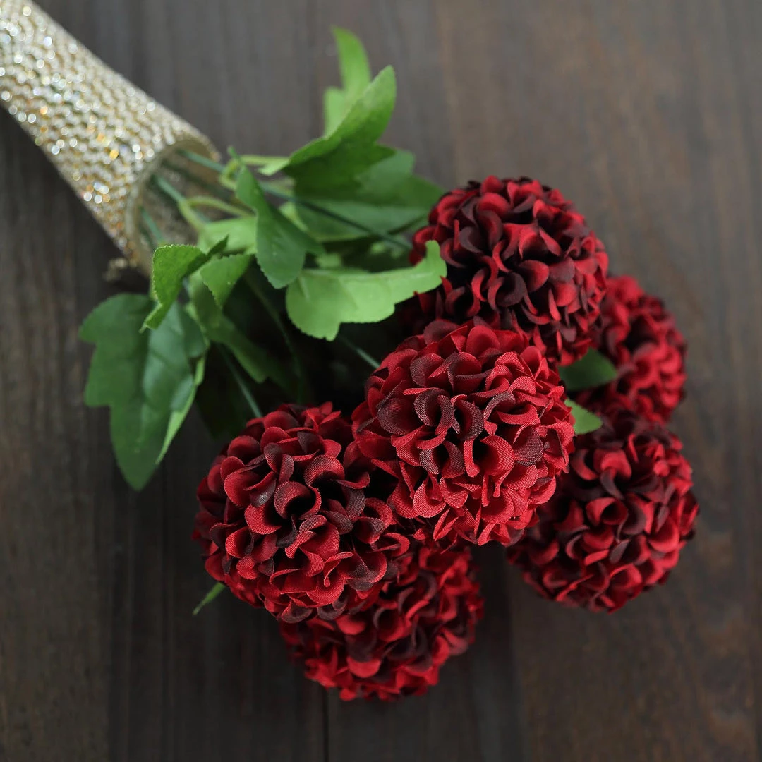 HIER_1150 4 Bushes | Burgundy Artificial Silk Chrysanthemum Flowers, Faux Mums Artificial Flower & Plants 11 HIER_1150 4 Bushes | Burgundy Artificial Silk Chrysanthemum Flowers, Faux Mums Artificial Flower & Plants