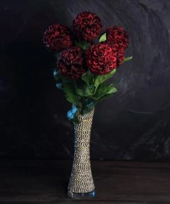 HIER_1150 4 Bushes | Burgundy Artificial Silk Chrysanthemum Flowers, Faux Mums Artificial Flower & Plants 20 HIER_1150 4 Bushes | Burgundy Artificial Silk Chrysanthemum Flowers, Faux Mums Artificial Flower & Plants