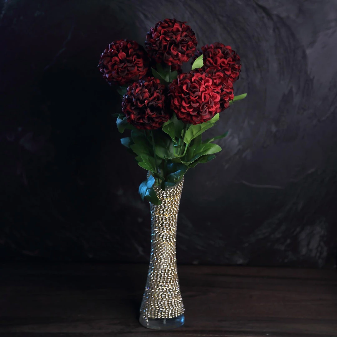 HIER_1150 4 Bushes | Burgundy Artificial Silk Chrysanthemum Flowers, Faux Mums Artificial Flower & Plants 8 HIER_1150 4 Bushes | Burgundy Artificial Silk Chrysanthemum Flowers, Faux Mums Artificial Flower & Plants