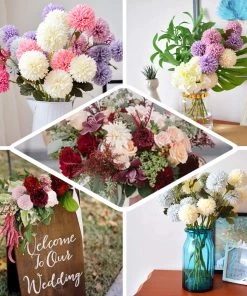 HIER_1150 4 Bushes | Burgundy Artificial Silk Chrysanthemum Flowers, Faux Mums Artificial Flower & Plants 17 HIER_1150 4 Bushes | Burgundy Artificial Silk Chrysanthemum Flowers, Faux Mums Artificial Flower & Plants