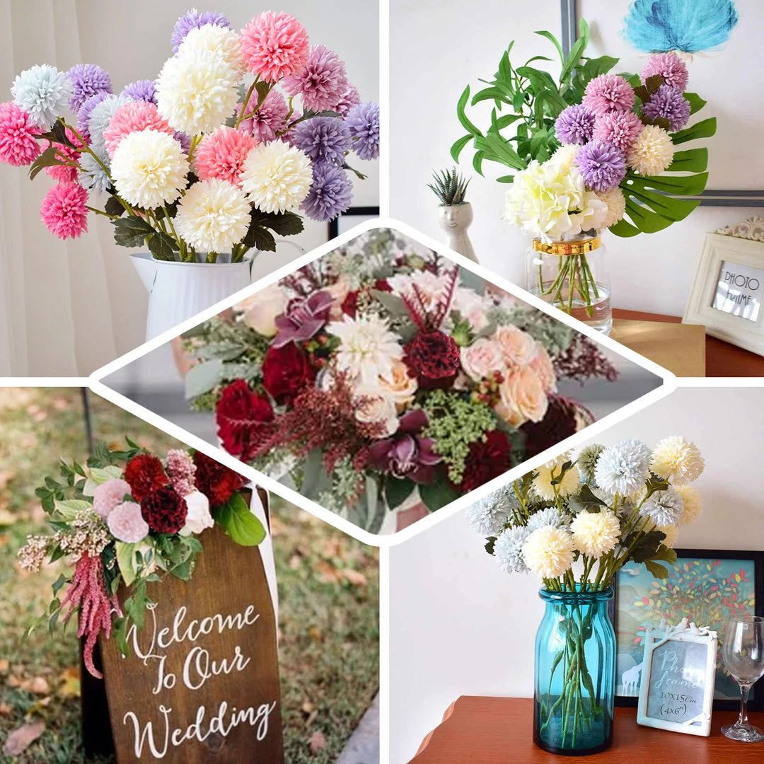 HIER_1150 4 Bushes | Burgundy Artificial Silk Chrysanthemum Flowers, Faux Mums Artificial Flower & Plants 5 HIER_1150 4 Bushes | Burgundy Artificial Silk Chrysanthemum Flowers, Faux Mums Artificial Flower & Plants