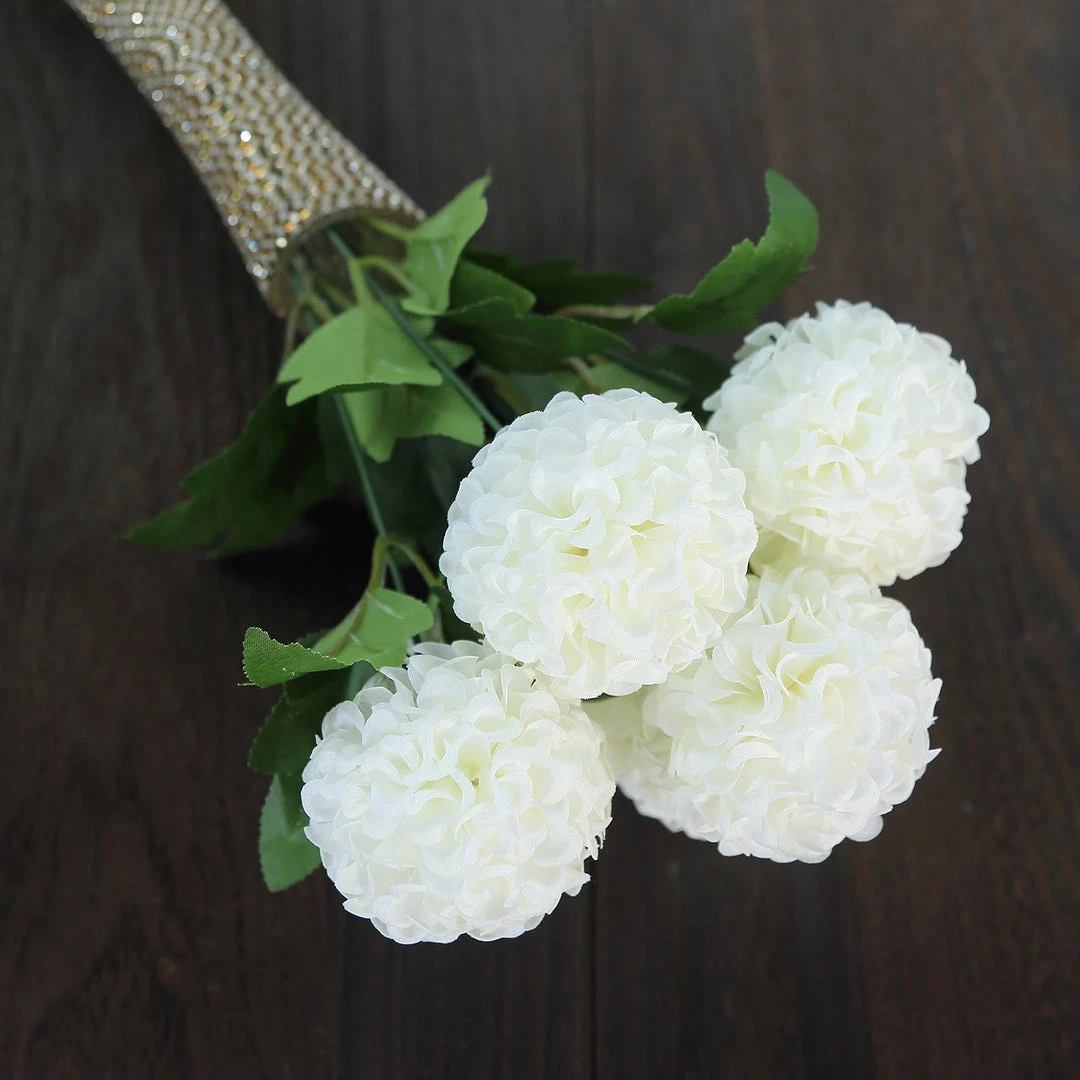 HIER_1150 4 Bushes | Ivory Artificial Silk Chrysanthemum Flowers, Faux Mums Artificial Flower & Plants 11 HIER_1150 4 Bushes | Ivory Artificial Silk Chrysanthemum Flowers, Faux Mums Artificial Flower & Plants