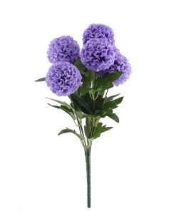 HIER_1100 4 Bushes | Purple Artificial Silk Chrysanthemum Flowers, Faux Mums