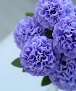 HIER_1100 4 Bushes | Purple Artificial Silk Chrysanthemum Flowers, Faux Mums