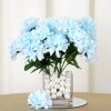 HIER_1150 12 Bushes | Light Blue Artificial Silk Chrysanthemum Flower Bouquets Artificial Flower & Plants