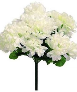 HIER_1150 Artificial Flower & Plants 12 Bushes | Cream Artificial Silk Chrysanthemum Flower Bouquets