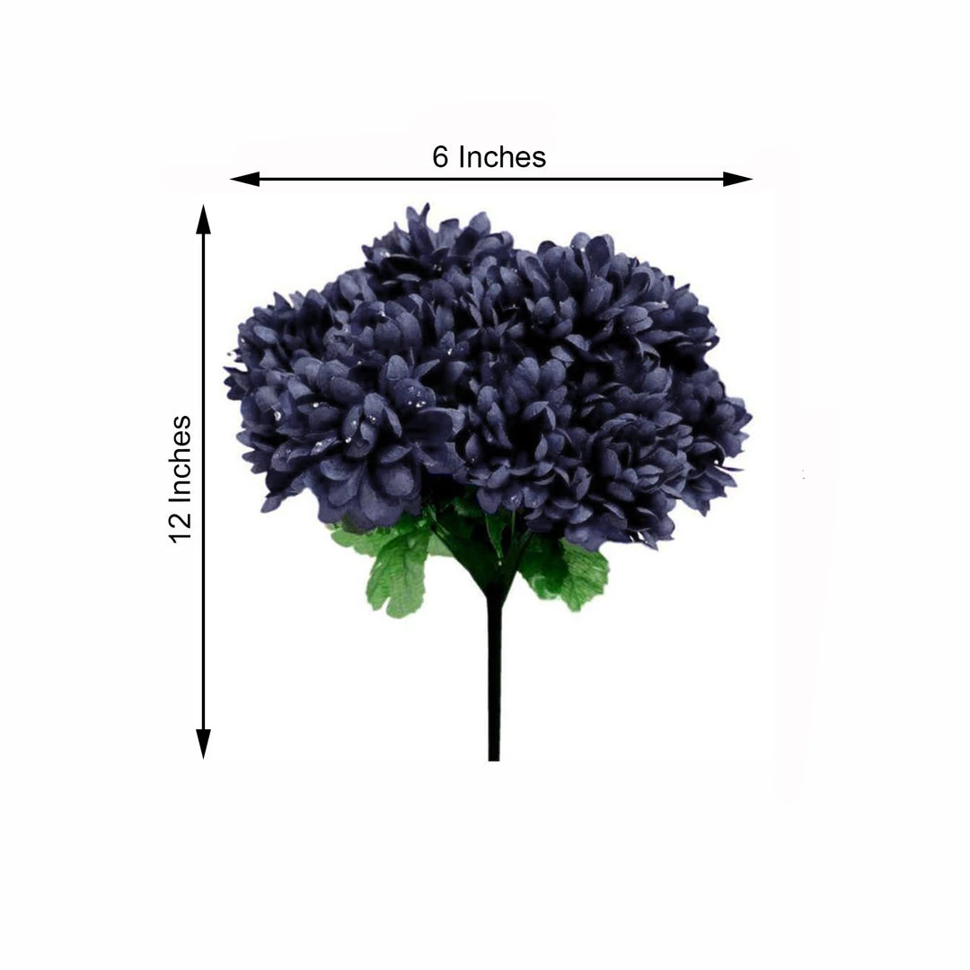 HIER_1150 Faux Carnations | Mums 12 Bushes | Navy Blue Artificial Silk Chrysanthemum Flower Bouquets 3 HIER_1150 Faux Carnations | Mums 12 Bushes | Navy Blue Artificial Silk Chrysanthemum Flower Bouquets