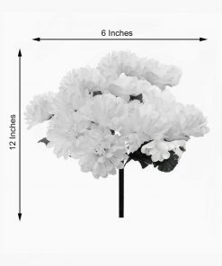 HIER_1150 12 Bushes | White Artificial Silk Chrysanthemum Flower Bouquets