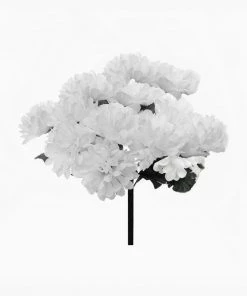 HIER_1150 12 Bushes | White Artificial Silk Chrysanthemum Flower Bouquets