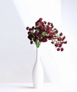 HIER_1140 Faux Carnations | Mums 2 Bushes | 33" Burgundy Artificial Chrysanthemum Mum Flower Bouquets