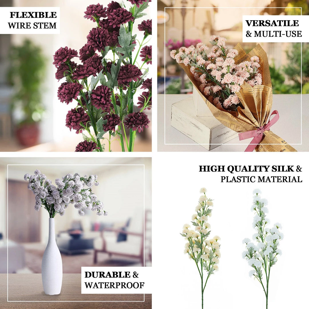 HIER_1140 2 Bushes | 33" Yellow Artificial Silk Chrysanthemum Mum Flower Bouquet 4 HIER_1140 2 Bushes | 33" Yellow Artificial Silk Chrysanthemum Mum Flower Bouquet