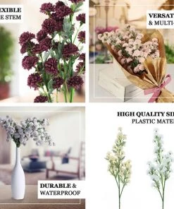 HIER_1140 2 Bushes | 33" White Artificial Silk Chrysanthemum Mum Flower Bouquets 15 HIER_1140 2 Bushes | 33