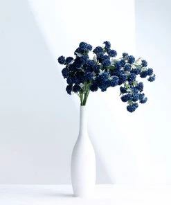 HIER_1140 Faux Carnations | Mums 2 Bushes | 33" Navy Blue Artificial Chrysanthemum Mum Flower Bouquets
