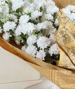 HIER_1140 2 Bushes | 33" White Artificial Silk Chrysanthemum Mum Flower Bouquets 17 HIER_1140 2 Bushes | 33