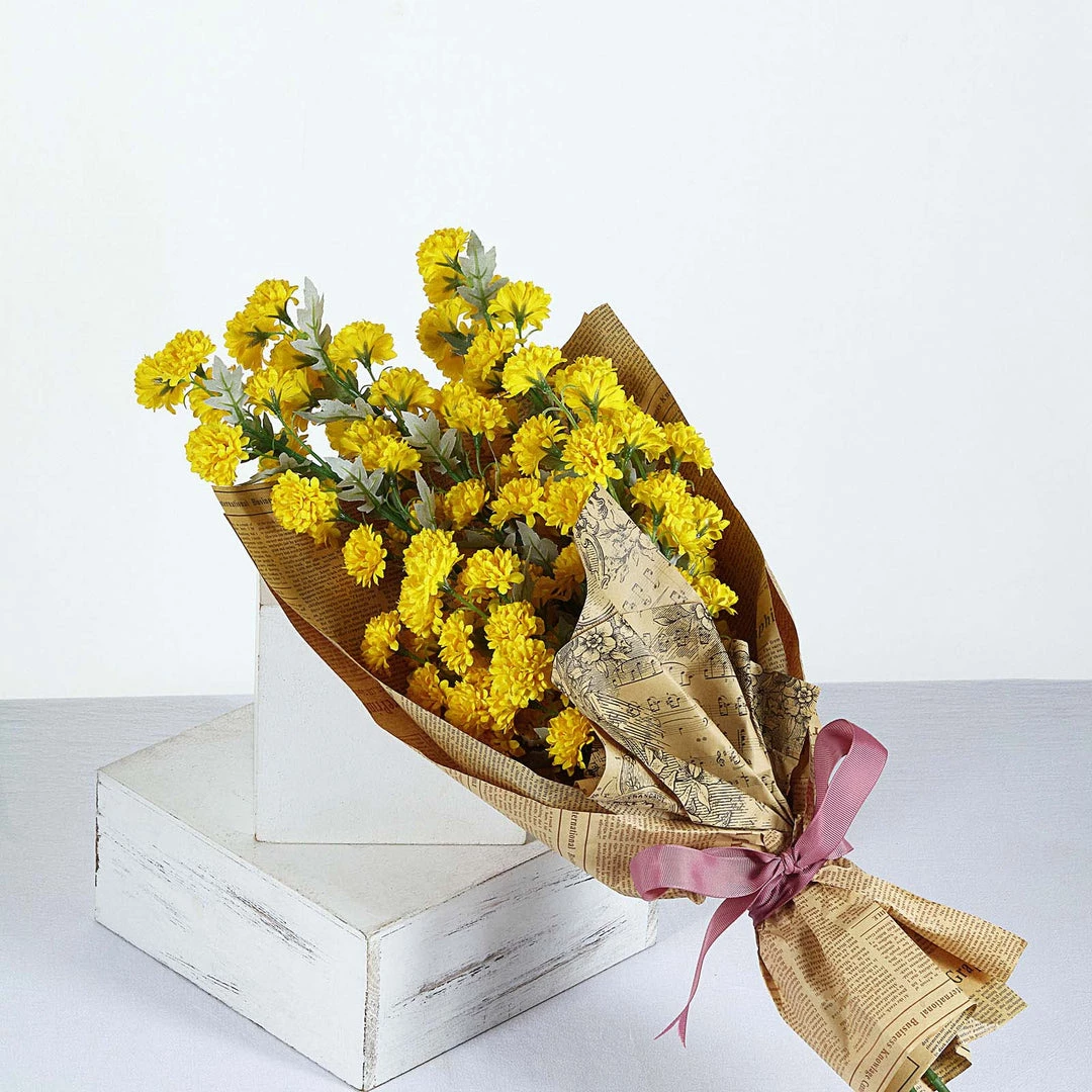 HIER_1140 2 Bushes | 33" Yellow Artificial Silk Chrysanthemum Mum Flower Bouquet 9 HIER_1140 2 Bushes | 33" Yellow Artificial Silk Chrysanthemum Mum Flower Bouquet