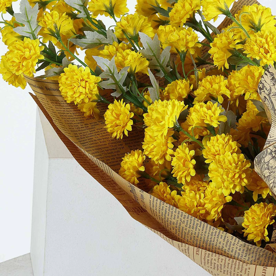 HIER_1140 2 Bushes | 33" Yellow Artificial Silk Chrysanthemum Mum Flower Bouquet 6 HIER_1140 2 Bushes | 33" Yellow Artificial Silk Chrysanthemum Mum Flower Bouquet