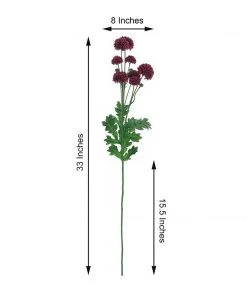 HIER_1140 2 Bushes | 33" Burgundy Artificial Chrysanthemum Mum Flower Bouquets Artificial Flower & Plants 16 HIER_1140 2 Bushes | 33