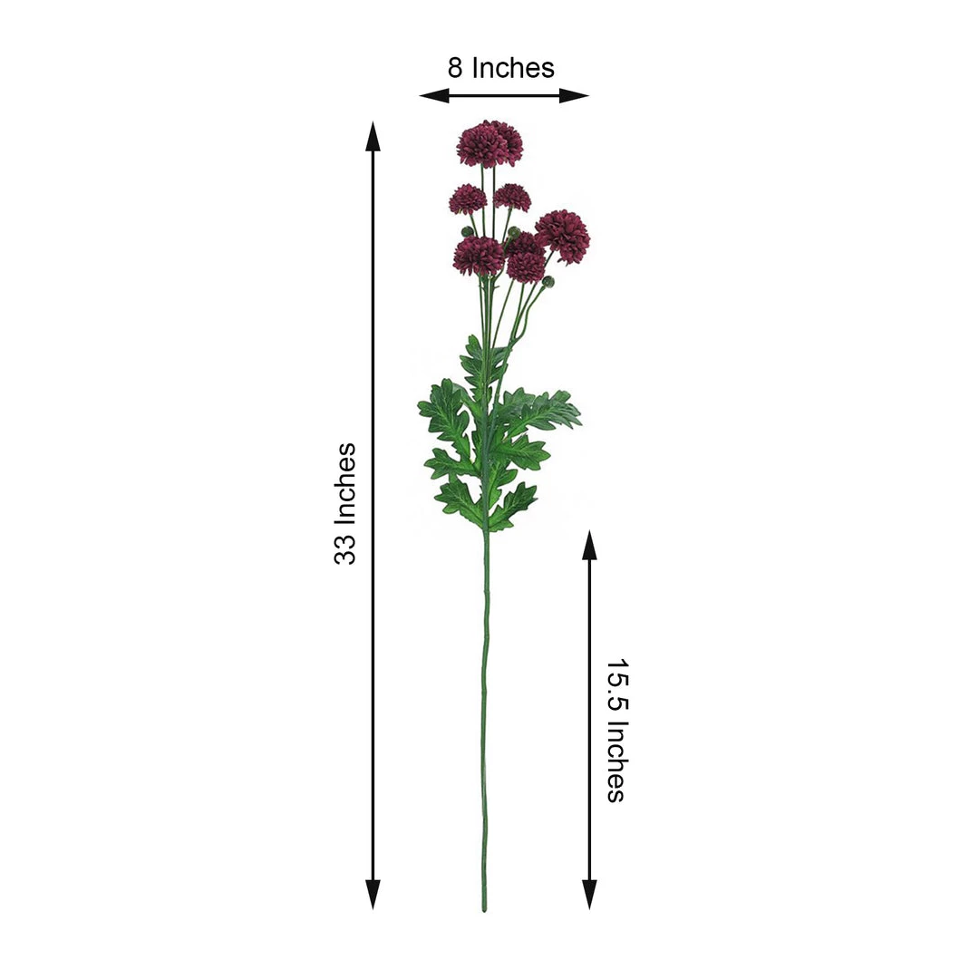 HIER_1140 2 Bushes | 33" Burgundy Artificial Chrysanthemum Mum Flower Bouquets Artificial Flower & Plants 3 HIER_1140 2 Bushes | 33" Burgundy Artificial Chrysanthemum Mum Flower Bouquets Artificial Flower & Plants