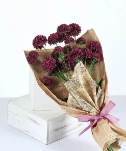 HIER_1140 2 Bushes | 33" Burgundy Artificial Chrysanthemum Mum Flower Bouquets Artificial Flower & Plants 22 HIER_1140 2 Bushes | 33