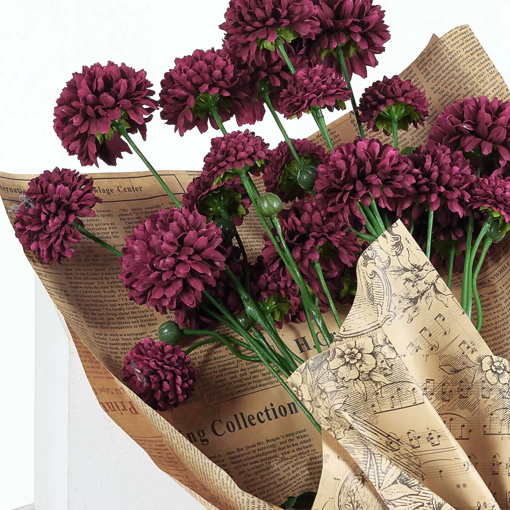 HIER_1140 2 Bushes | 33" Burgundy Artificial Chrysanthemum Mum Flower Bouquets Artificial Flower & Plants 10 HIER_1140 2 Bushes | 33" Burgundy Artificial Chrysanthemum Mum Flower Bouquets Artificial Flower & Plants
